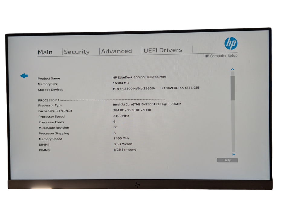 HP EliteDesk 800 G5 Mini Intel Core i5-9500T 16GB RAM 256GB NVMe WiFi Q-