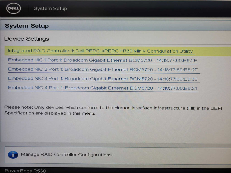 Dell PowerEdge R530, 1x Xeon E5-2603v3 1.60GHz 32GB DDR4 H730 Mini 2x PSU _