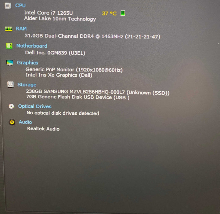 Dell Latitude 7430 Core i7-1265U@1.80GHz 32GB RAM 256GB SSD  Lap200