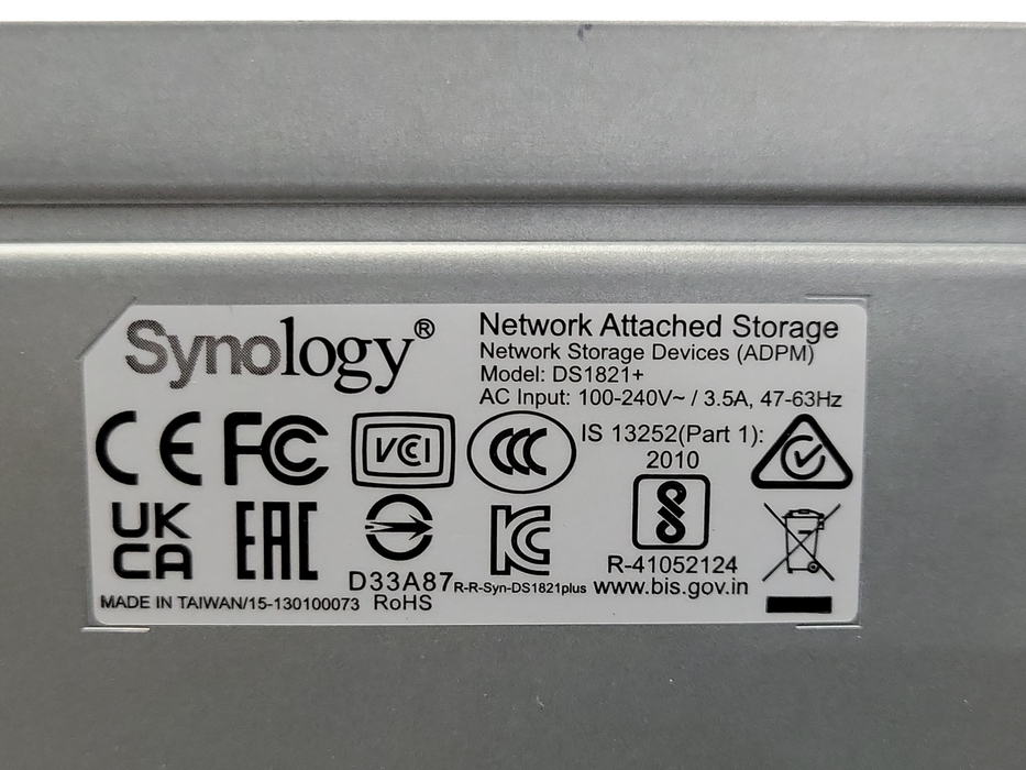 Synology Network attached storage DS1821+ with 8x 3TB HDDs _