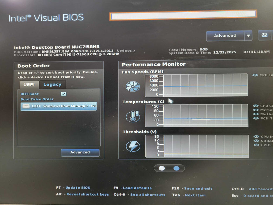 Intel Mini PC NUC NUC7i5BNB Core i5-7260U @2.20GHz 8GB DDR4 RAM, 256GB SSD !