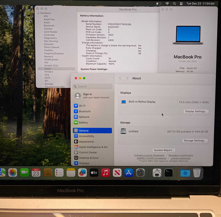 Apple MacBook Pro M2 2022 16GB 512SSD Damaged LCD For Parts/Repair READ!
