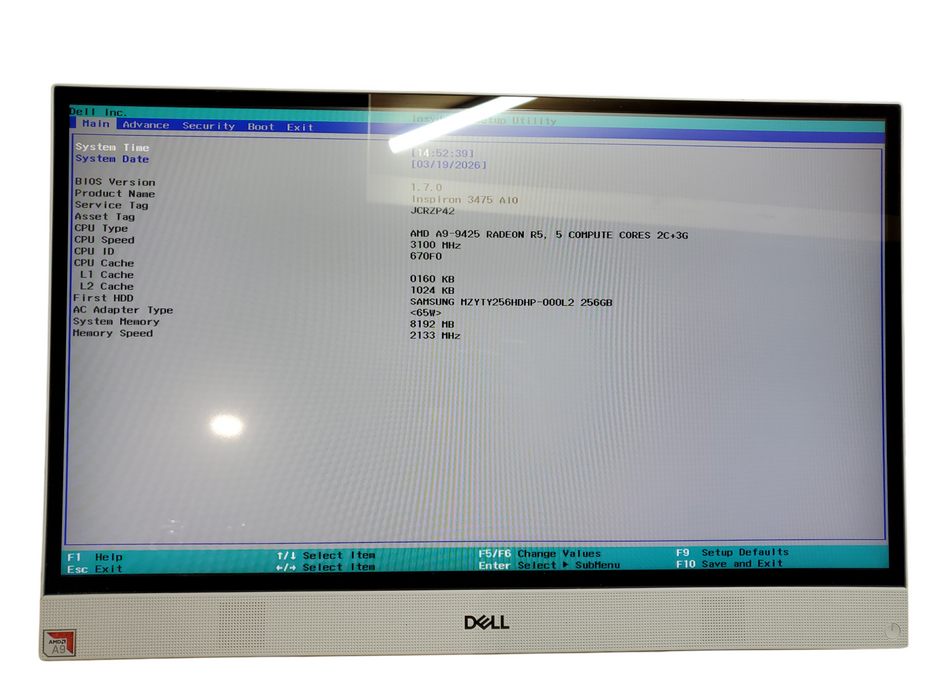Dell Inspiron 3475 AIO AMD A9-9425 8GB RAM 256GB SSD Touch Screen READ