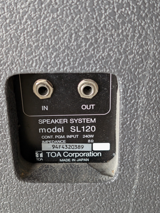 Pair of 2x TOA SL120 PA Passive 8 Ohm 240W Speakers  -