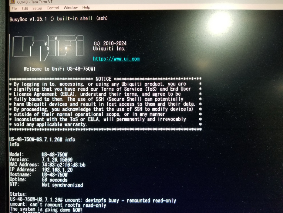 UniFi 48 Port w/Smart PoE US-48-750W Gigabit Ethernet Switch Ubiquiti *READ