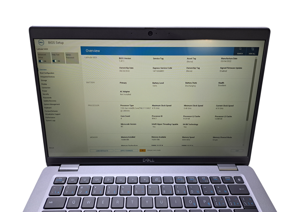 Dell Latitude 5420 | Intel Core i7-1165G7 @2.80GHz, 16GB DDR4, 256GB NVMe Q) Lap200