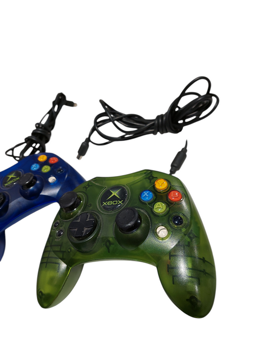 Bundle of 2 OEM Original Xbox Controller S Blue & Green  =