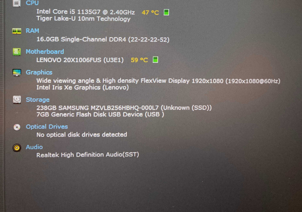 Lenovo ThinkPad L14 Gen 2 Core i5-1135G7@2.4GHz 16GB RAM 256GB SSD  Lap200