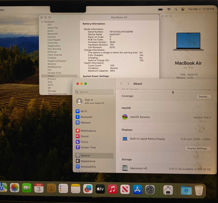Apple MacBook Air M2 2022 8GB 512SSD Bad Screen/Keyboard For Parts/Repair