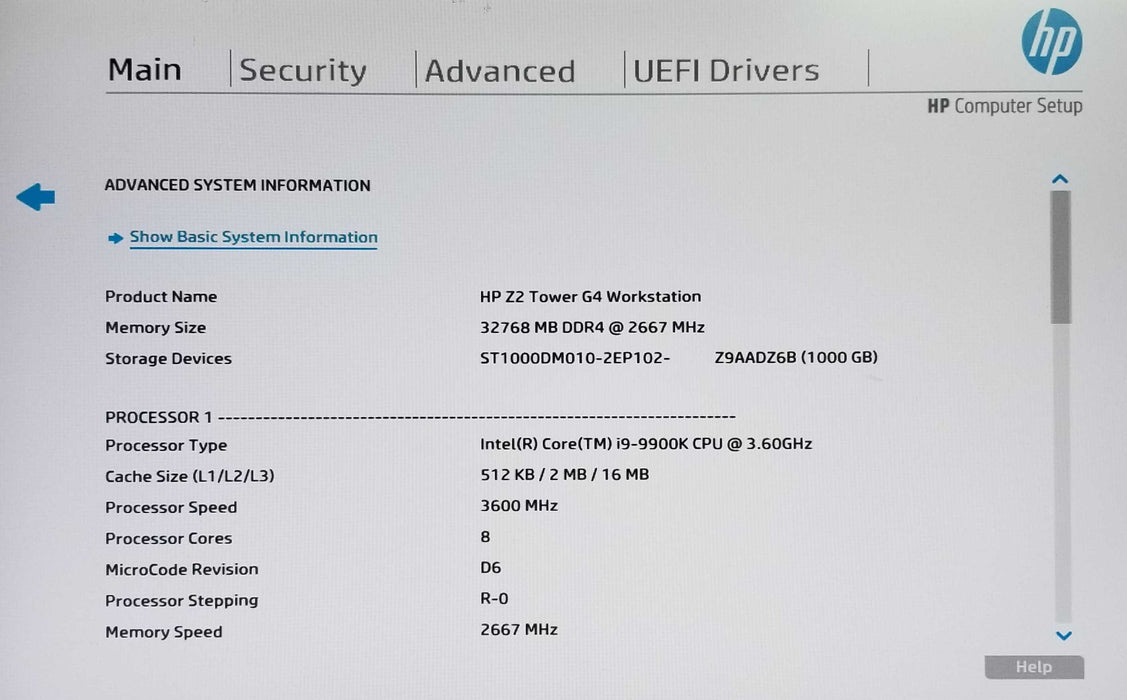 HP Z2 Tower G4 Workstation Core i9-9900K CPU 32GB RAM 1TB HDD P2200 GPU