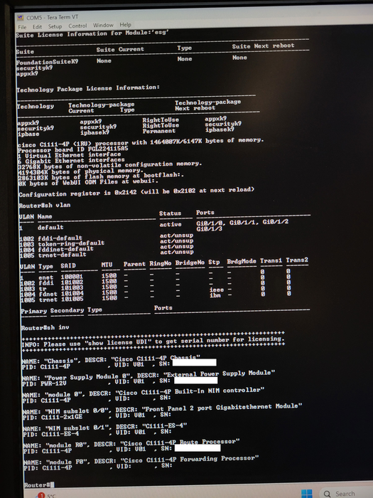 Cisco ISR 1100 Series C1111-4P V01 Services Integrated Router Q$