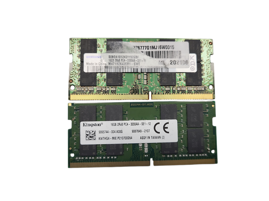 Lot of 2x Samsung/Kingston 16GB PC4-3200AA SODIMM (Laptop memory) $