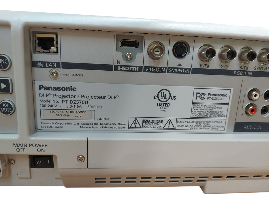 Panasonic PT-DZ570U WUXGA DLP Projector 2000 lumens | 1272 hours Left