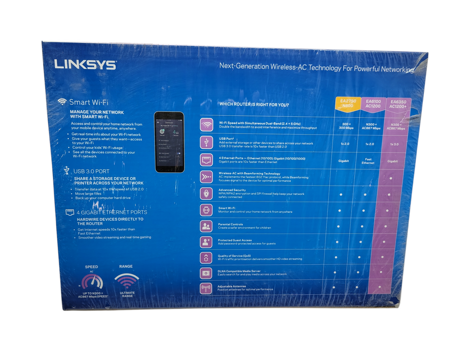 NEW Linksys AC1200+ Dual-Band Wi-Fi Gigabit Router (EA6350) %