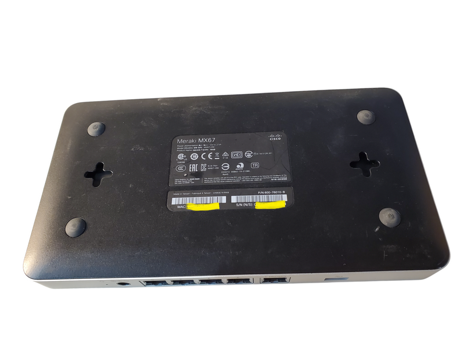 Cisco Meraki MX67-HW VPN Firewall Security Appliance, Unclaimed  Q