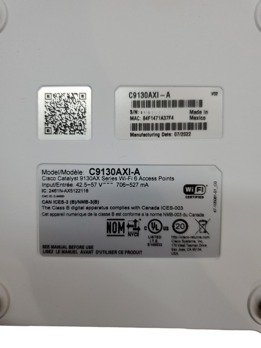 Cisco C9130AXI-A Catalyst 9100AX Series Wireless Access Point Wi-Fi 6 Q%