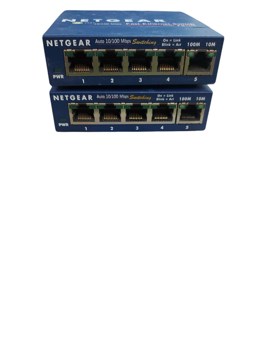 Lot 2X Netgear Prosafe FS105 5-Port 10/100 Fast Ethernet Desktop Switch