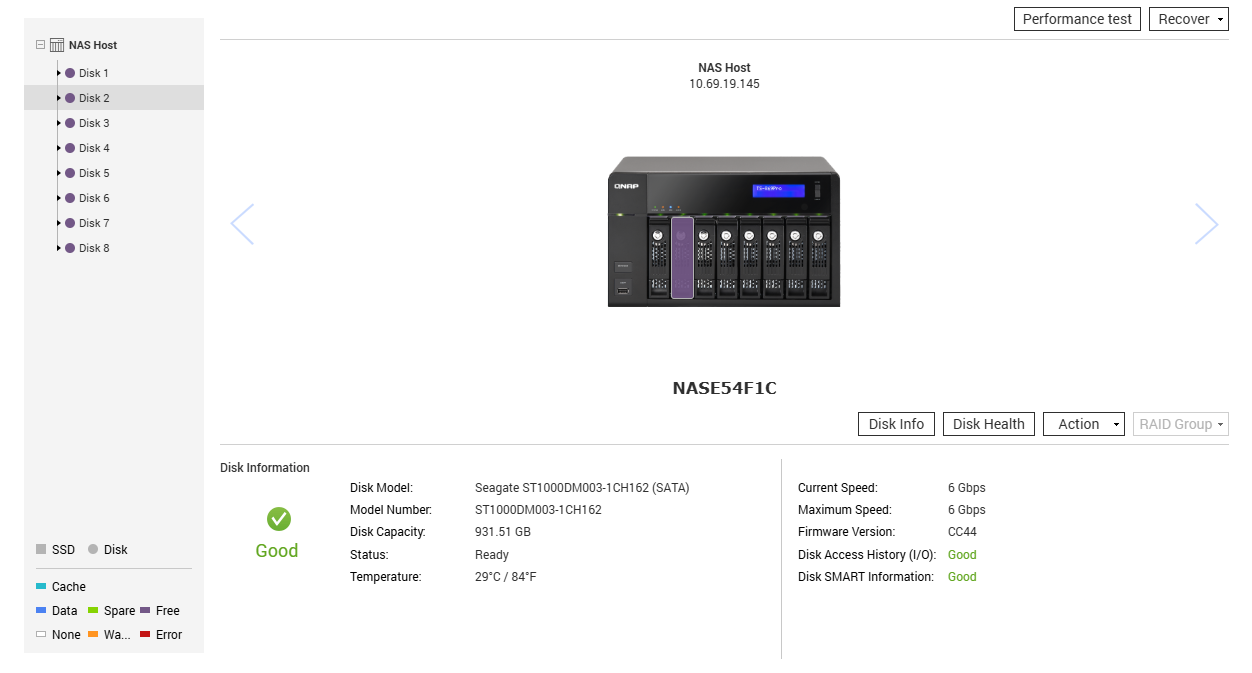 Qnap TS-869 PRO 8 Bay NAS w/ 4x1TB & 4x 3TB HDDs