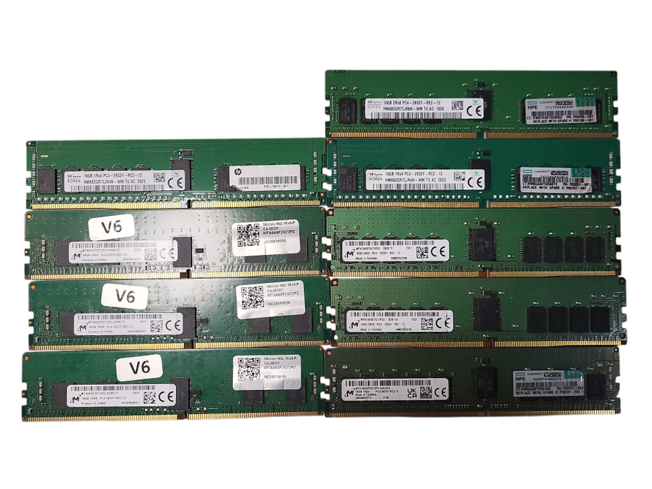 Lot of 9x SK Hynix/Micron 16GB PC4-2933Y-R DDR4 Server Memory $