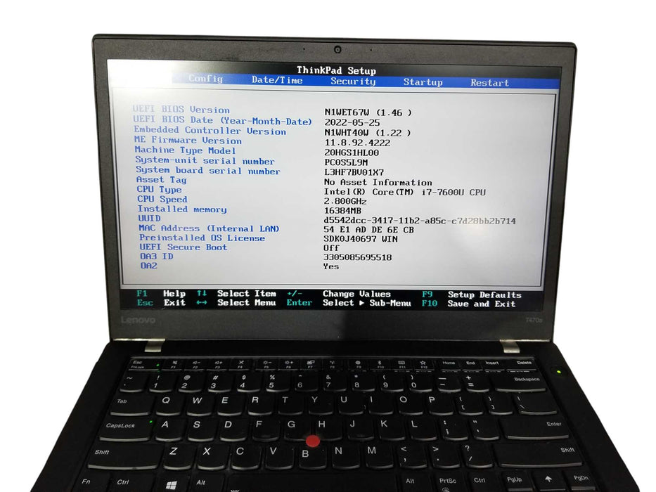 Lenovo T470S TOUCH Core I7-7600U @2.80GHz 16GB RAM 256GB NVMe   Lap200
