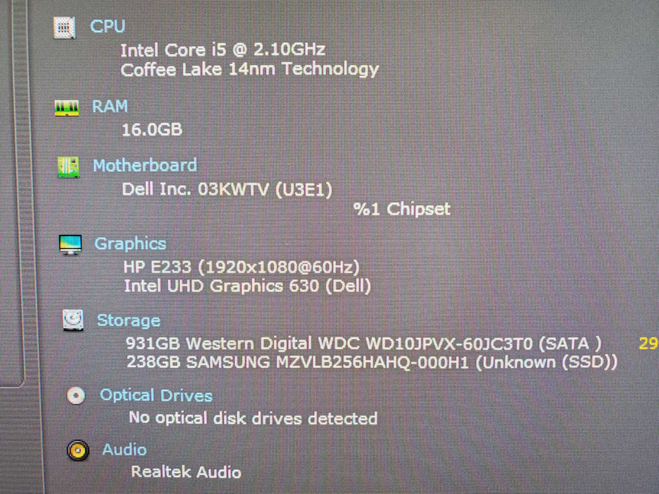 Dell OptiPlex 3060 Micro PC Core i5-8500T 16GB RAM 256GB NVME 1TB HDD WIFI