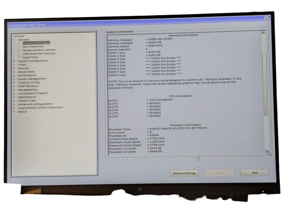 DELL Precision 5820 Intel Xeon W-2135 16GB RAM 256GB SSD Quadro K2200 4GB  -
