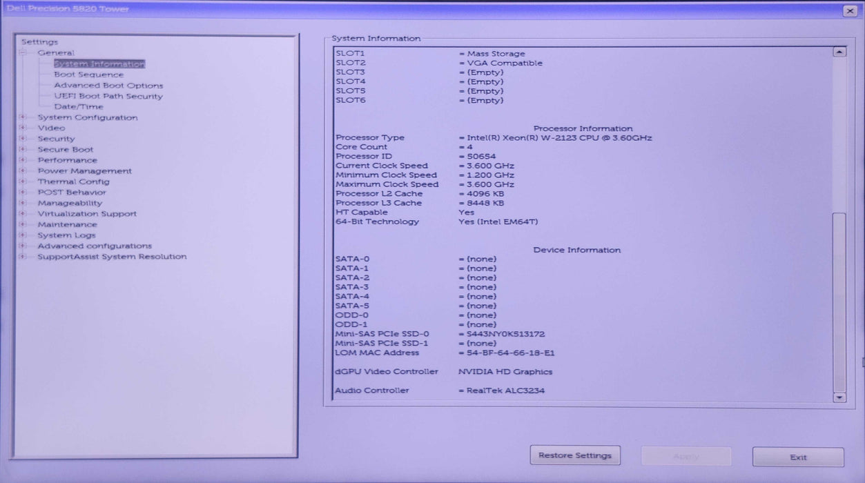 Dell Precision 5820 Tower, Xeon W-2123, 32GB DDR4, 256GB NVMe, P2000, 950W