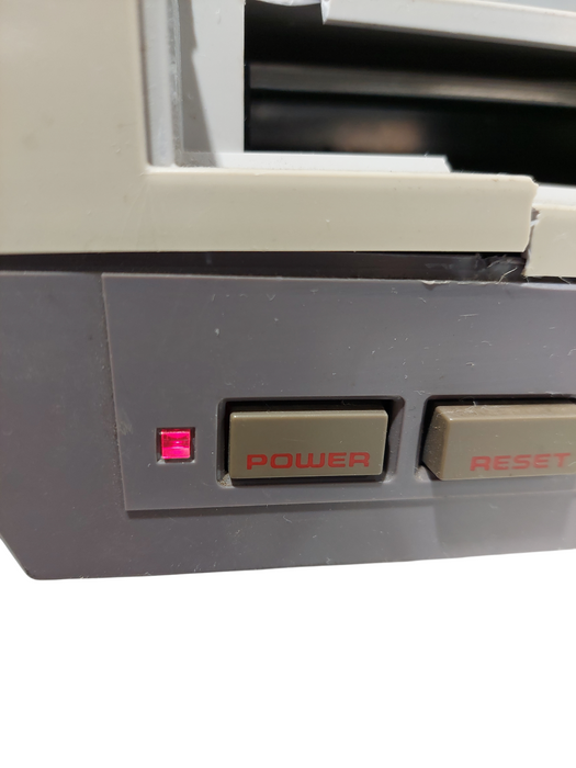 Nintendo NES OEM Console Broken Cracked Shell 2 COntrollers , Cables , Game =