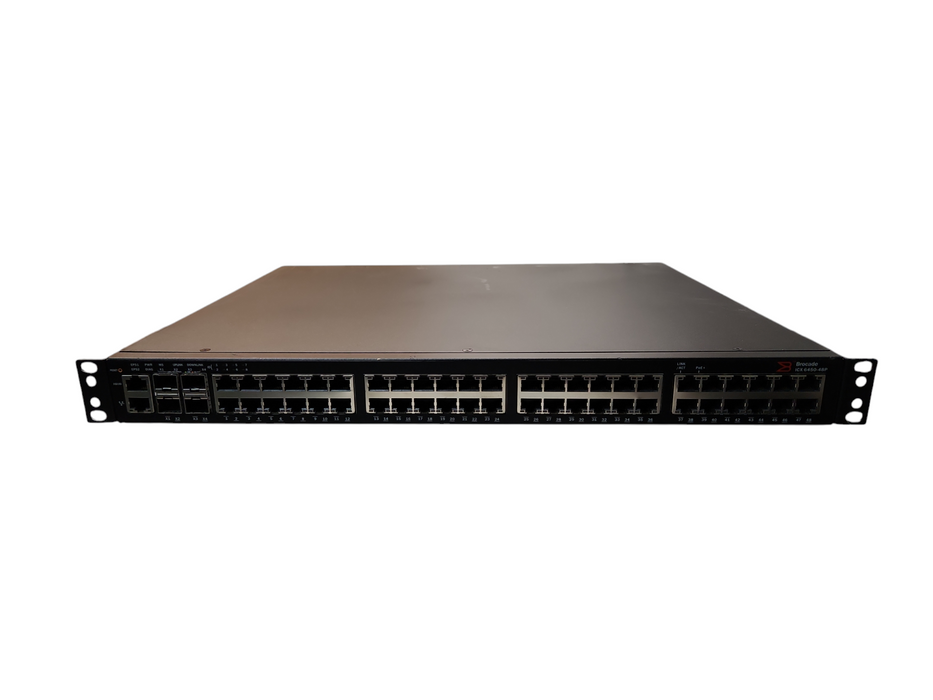 Brocade ICX6450-48P, 48-Port Gigabit PoE+ Switch, 4x 1/10G SFP+ w/ Rackmou