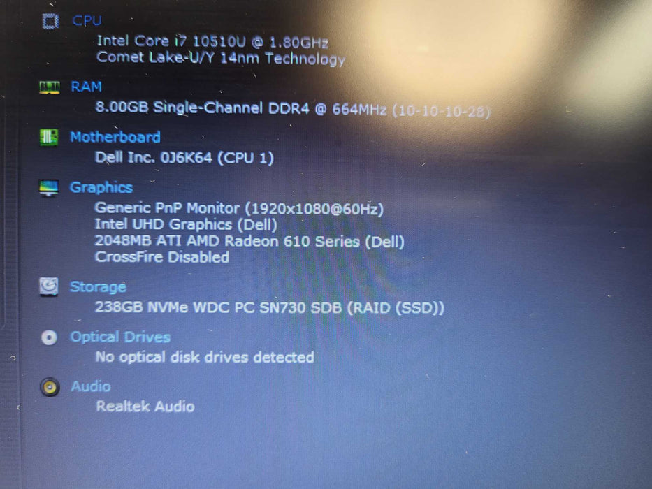 Dell Vostro 15 3590 Core i7-10510U @ 2.3GHz 8GB RAM 256GB SSD Q$ Lap200