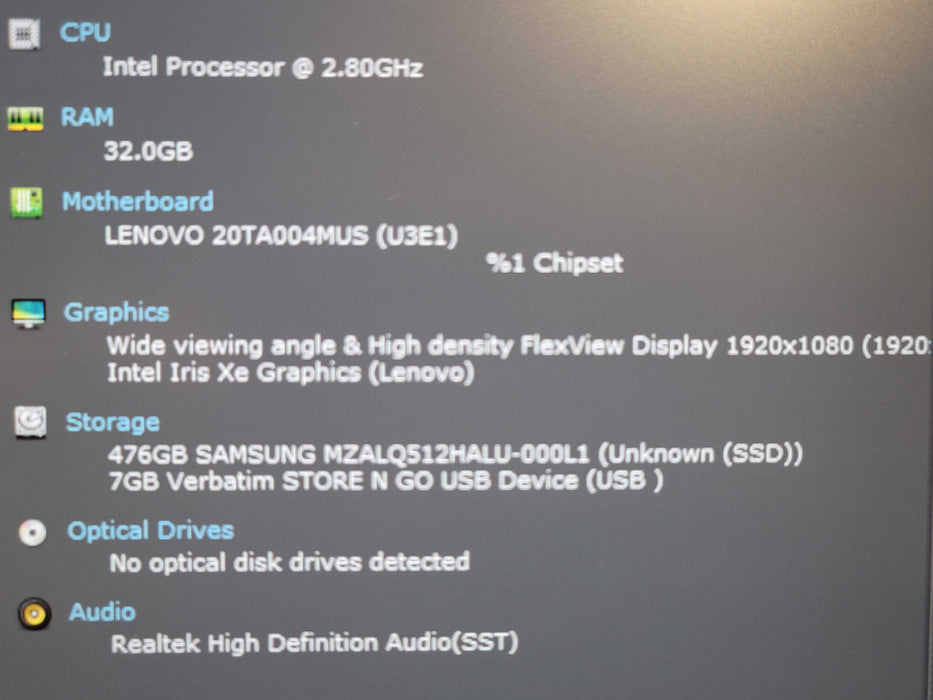 Lenovo ThinkPad E14 Gen 2 i7-1165G7 32GB RAM 512GB NVMe  β Lap200