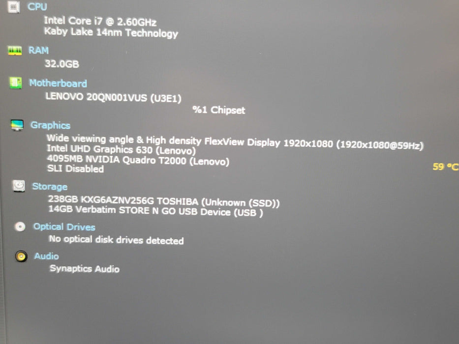 Lenovo ThinkPad P53 i7-9850H 32GB DDR4 Quadro T2000 256GB M.2 SSD  β Lap200