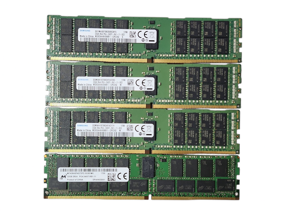 Lot of 4x Various brands 32GB 2Rx4 PC4-2400T, DDR4, Server Memory