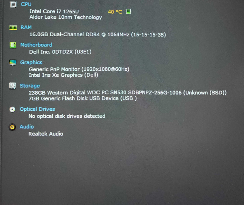 Dell Latitude 5530 Core i7-1265U@1.80GHz 16GB RAM 256GB SSD READ!  Lap200