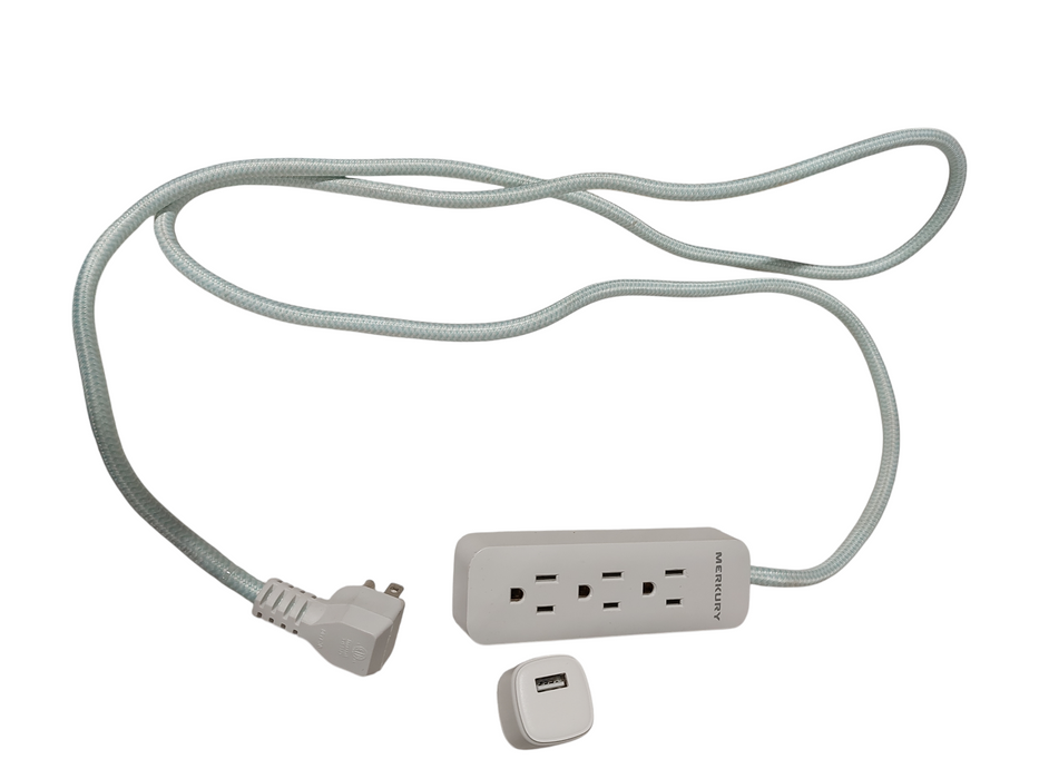 Merkury Powerbar Extension 6Foot  DR-1805 3-Spot  , 1 USB Adapter  =