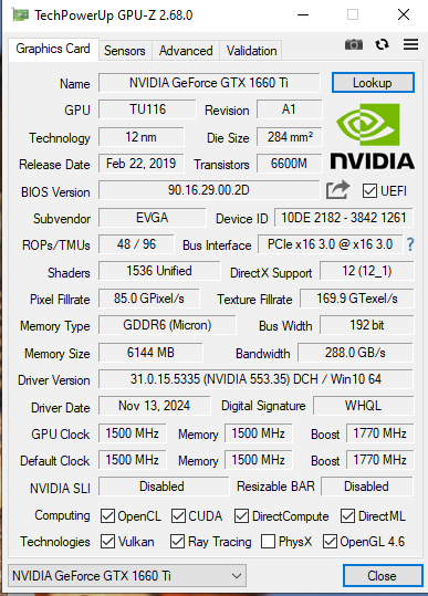 ZOTAC GAMING GeForce GTX 1660 Ti 6GB GDDR6 Graphics Card