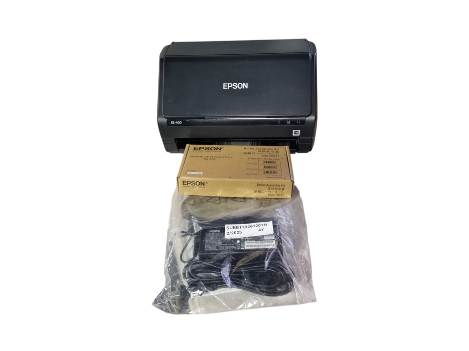 Epson ES-400 Color Duplex Document Scanner J381A W/ Adapter | Roller Kit