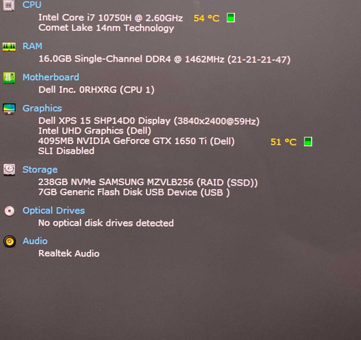 Dell XPS 15 9500 4K TOUCH i7-10750 GTX1650 4GB GPU 16GB RAM 256GB SSD READ!  Lap200