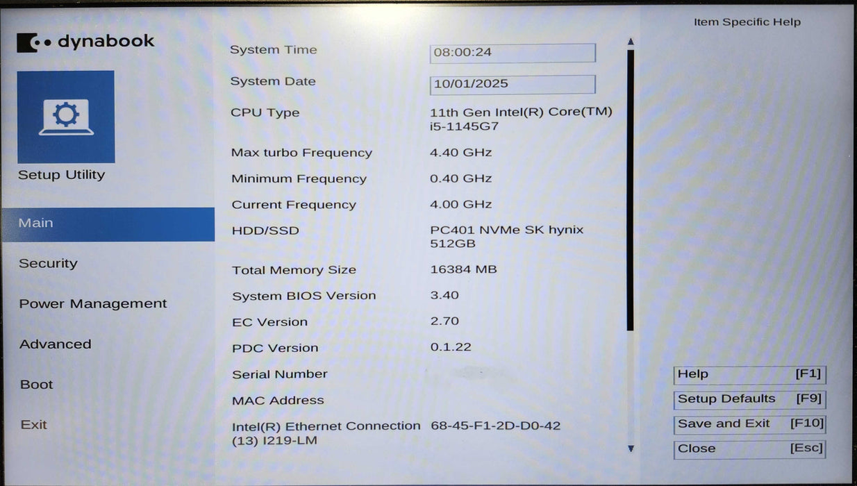 Dynabook Tecra A40-J, i5-1145G7, 16GB DDR4, 512GB NVMe, PWR  Lap200
