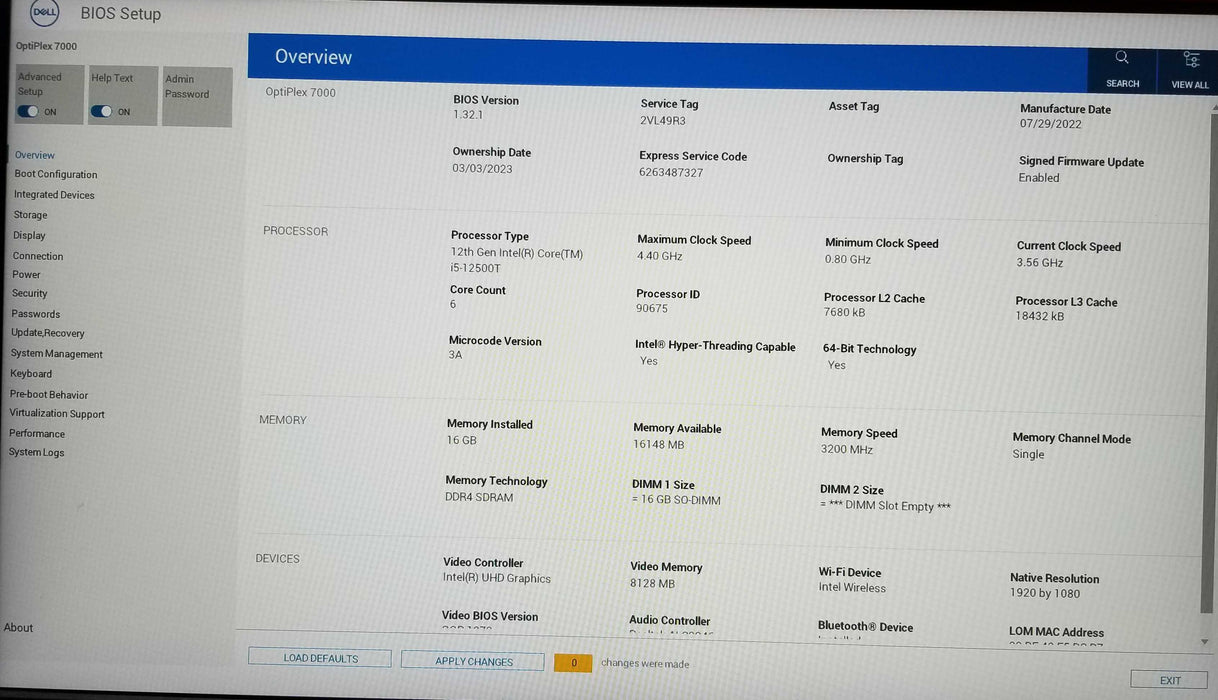 Dell OptiPlex 7000 Micro Intel i5-12500T CPU 16GB RAM 256GB NVMe