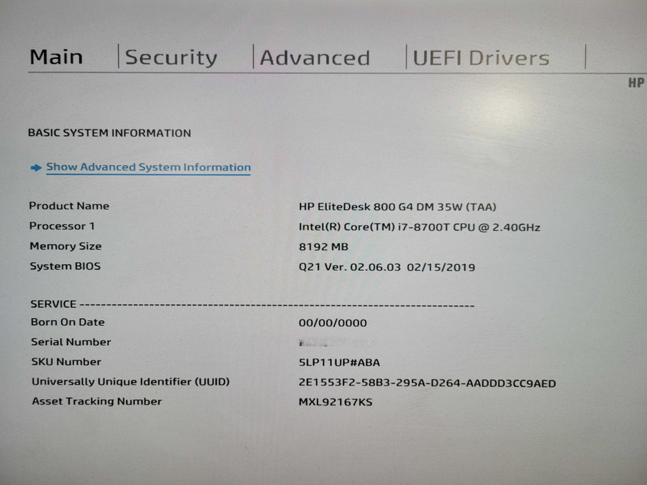 HP EliteDesk 800 G4 USFF | i7-8700T @ 2.40GHz, 8GB DDR4, 512GB NVMe Q