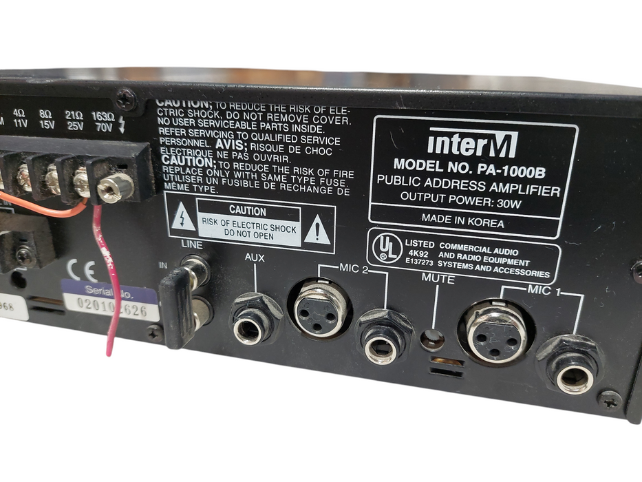 InterM PA-1000B Public Address Amplifier  =