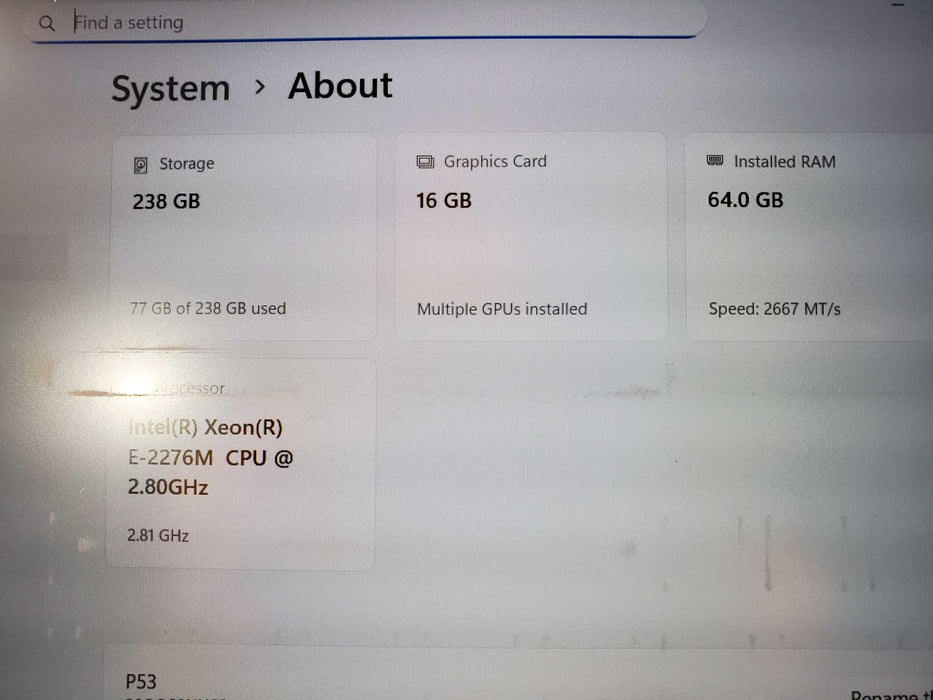 Lenovo ThinkPad P52 XEON E2276M@2.8GHz 64GB RAM 256GB SSD  Lap200