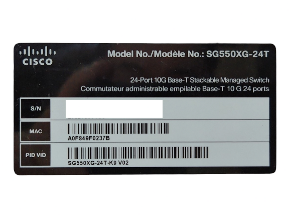 Cisco SG550XG-24T-K9 V02, 24-Port Stackable Managed Switch