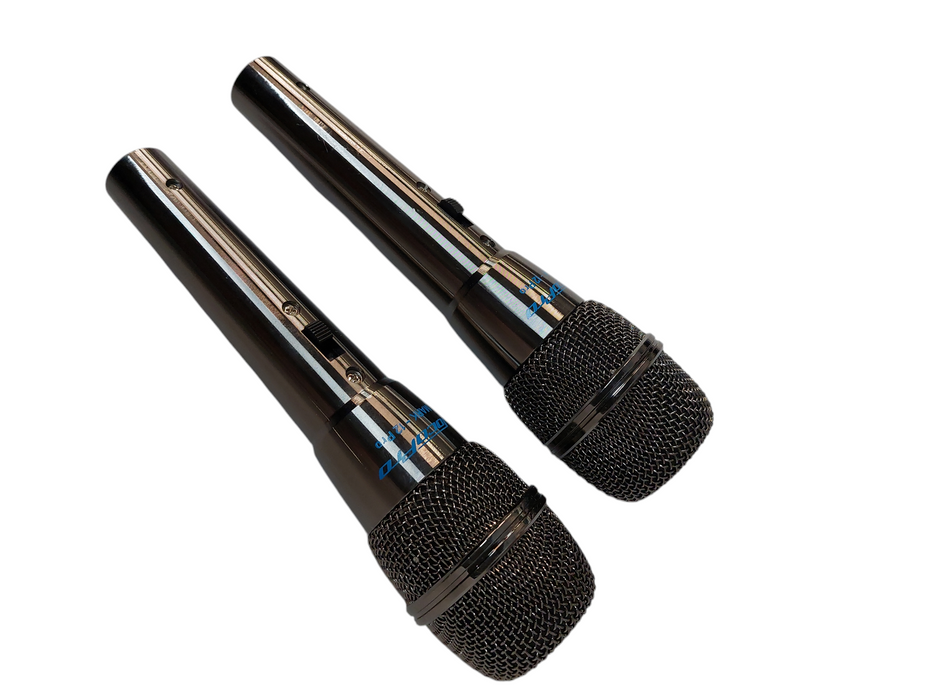 Pair of 2 Chrome Voco Pro Mark-12 Pro Dynamic Microphones  =