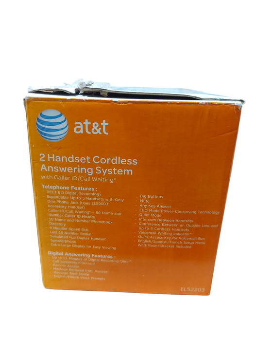 AT&T 2 Handset Cordless Phone Answering System - Model #EL52203