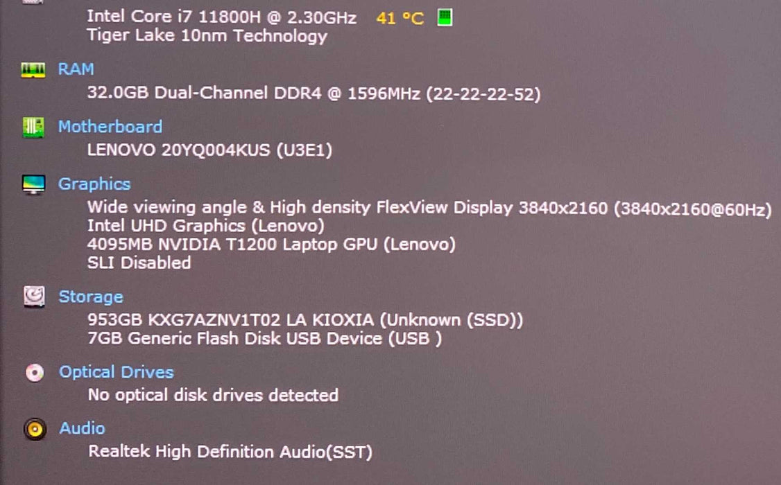Lenovo ThinkPad P15 Gen 2 4K LCD i7-11800H NVIDIA T1200 4GB GPU 32GB 1TB   Lap200