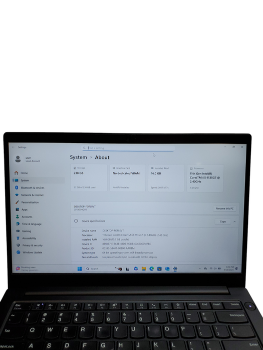 LENOVO ThinkPad E14 Gen2 i5-1135G7@2.4GHz 16GB DDR4 RAM 256GB NVMe TESTED   Q Lap200