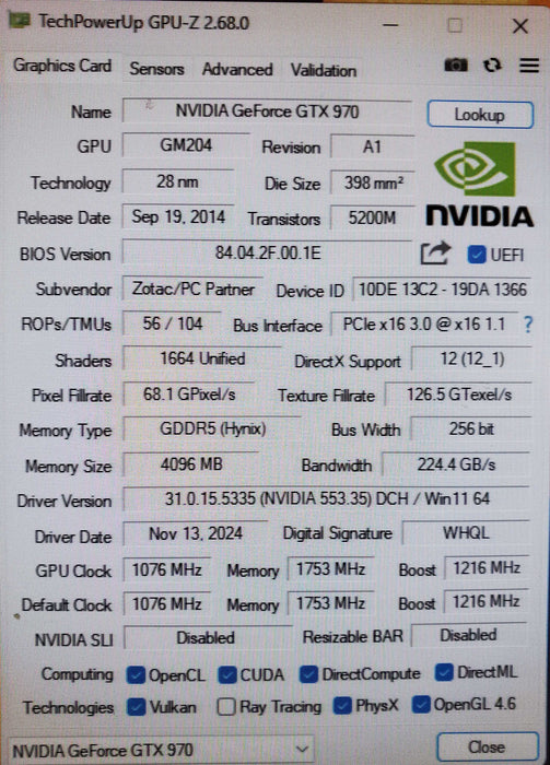 Gigabyte GeForce GTX 970 4GB GDDR5 Graphics Card Q