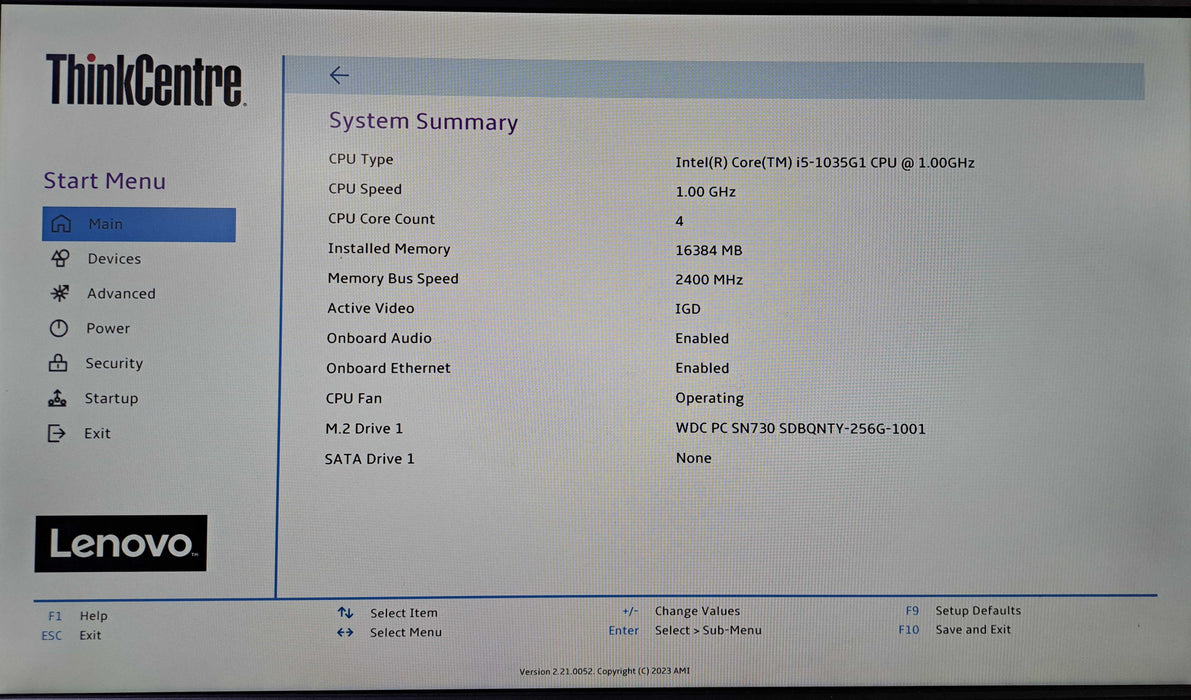Lenovo ThinkCentre M60e | i5-1035G1 @1.00GHz, 16GB DDR4, 256GB NVMe, Wi-Fi  )